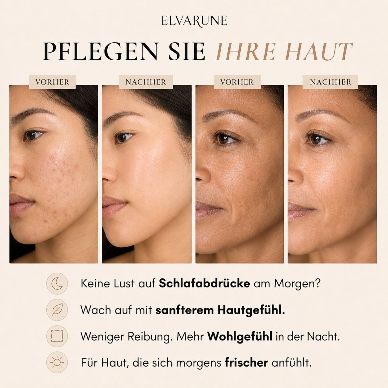 Elvarune™ Seidenkissenbezug