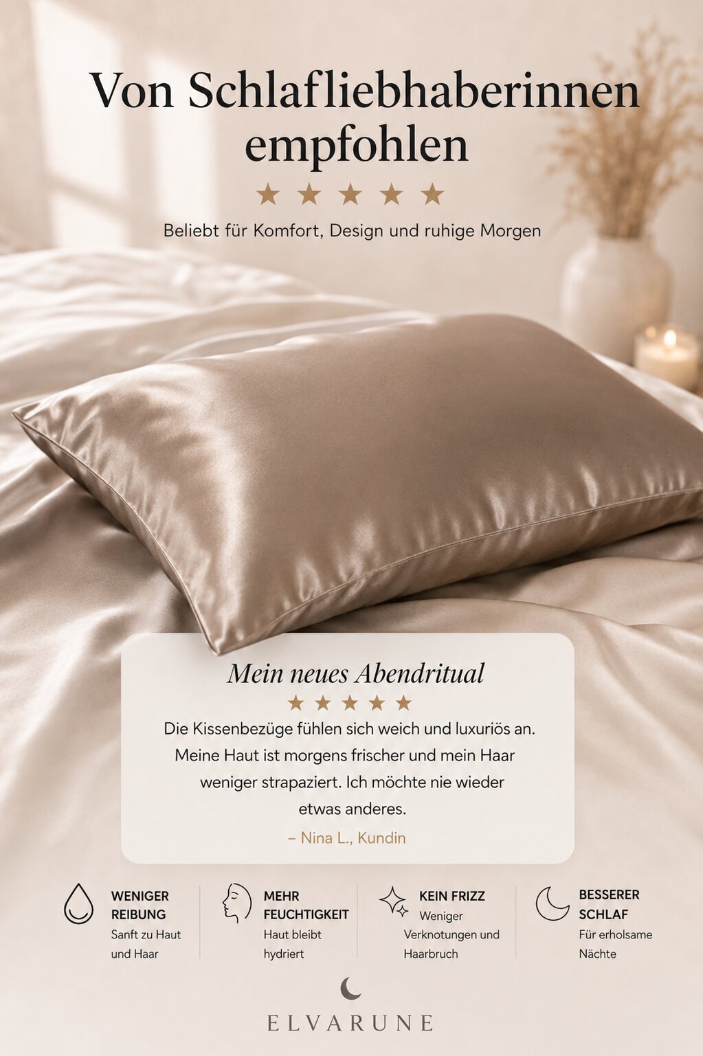 Elvarune™ Seidenkissenbezug